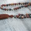 108 Natural Matte Red Jasper Stone Bead Mala Necklace | Necklaces Jewelry Mala Beads