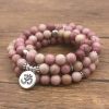 108 Natural Rhodonite Gemstone Mala Bead Bracelet | Mala Beads Bracelets Bracelets