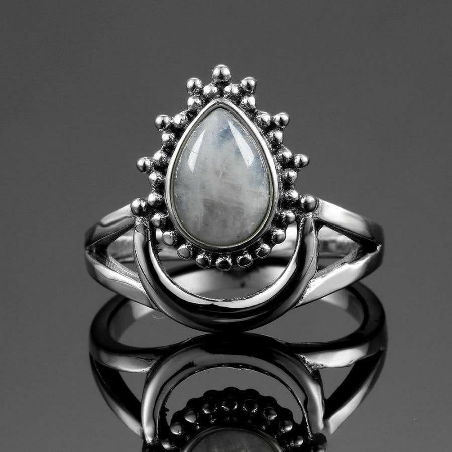 925 Sterling Silver Natural Moonstone Boho Ring | Rings Jewelry Rings