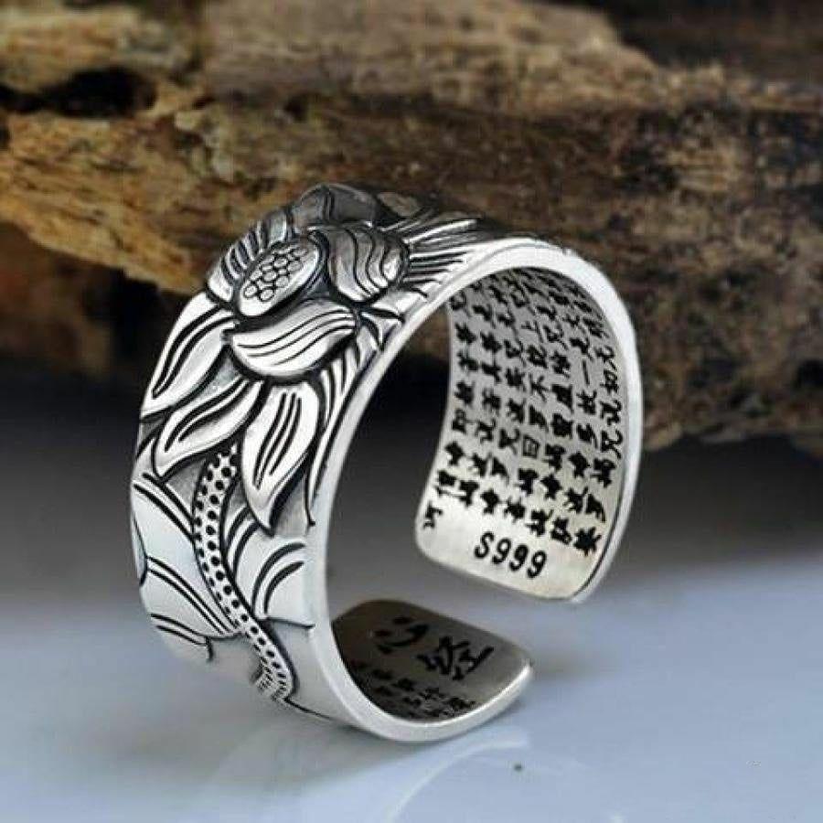 Buddhist Silver Lotus Flower Ring | Rings Jewelry Rings