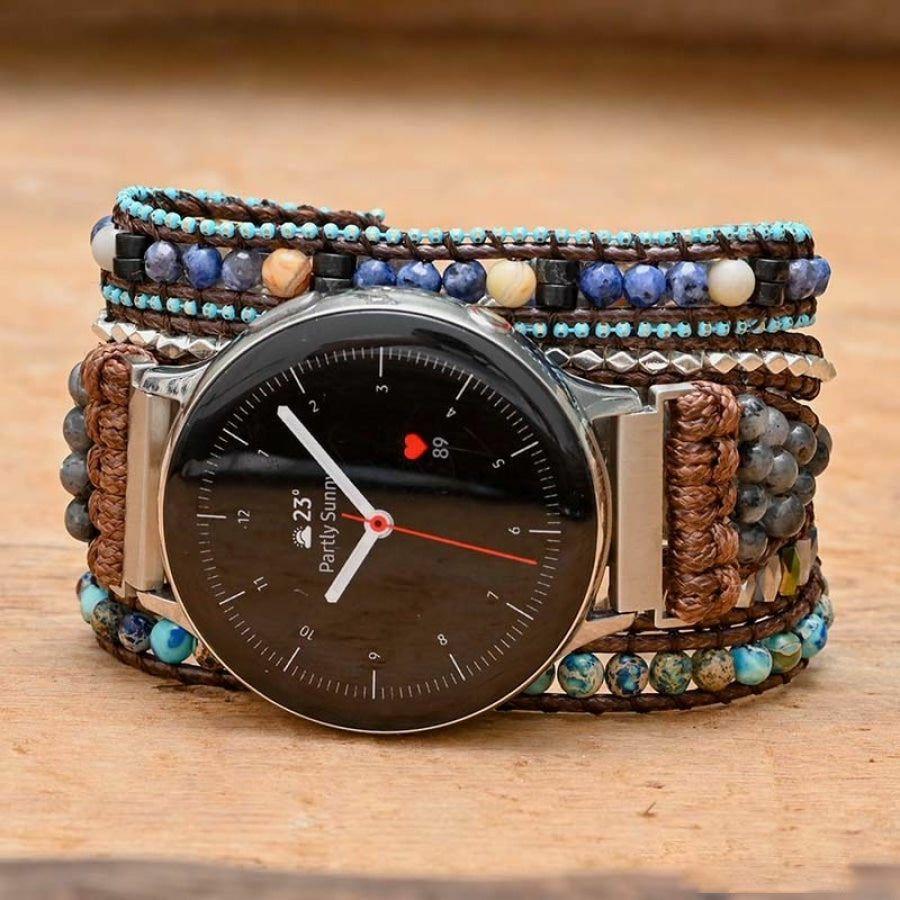 Google Pixel Watch Band With Natural Labradorite & Blue Jasper Beads | Google Pixel Watch Bands Google Pixel Watch Bands Google Pixel Watch Bands