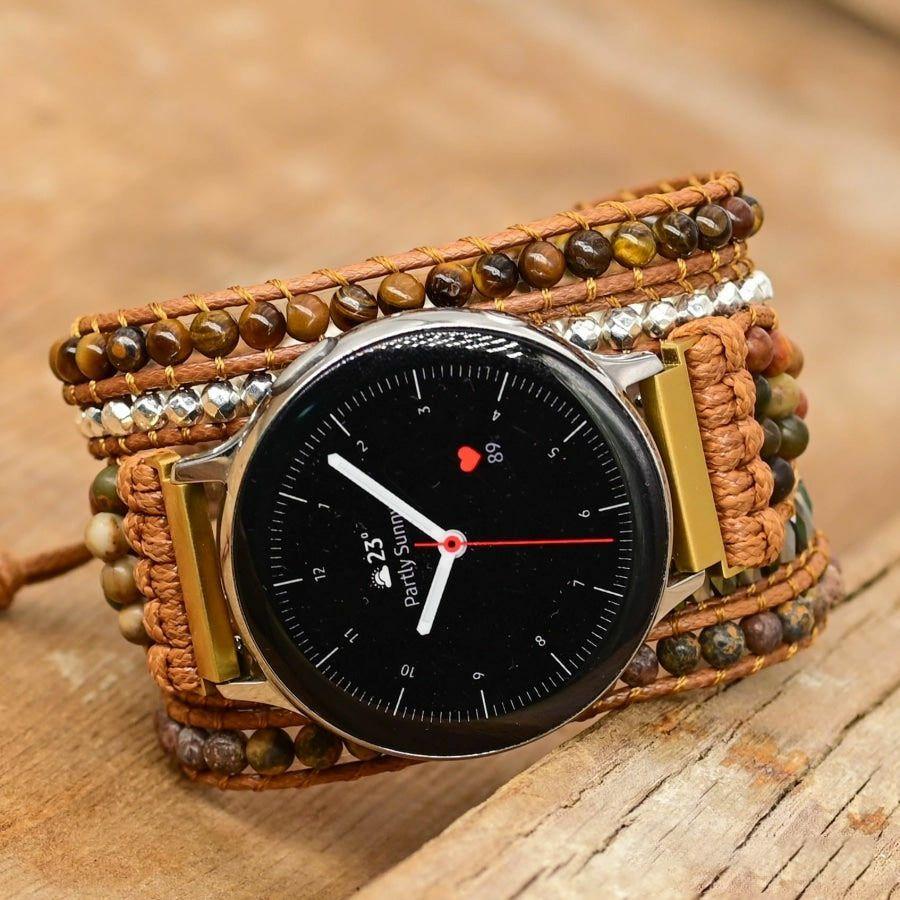 Google Pixel Watch Band With Natural Red Jasper & Tiger Eye Beads | Google Pixel Watch Bands Google Pixel Watch Bands Google Pixel Watch Bands