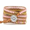 Google Pixel Watch Band With Natural Rhodonite & Rose Quartz Beads | Google Pixel Watch Bands Google Pixel Watch Bands Google Pixel Watch Bands