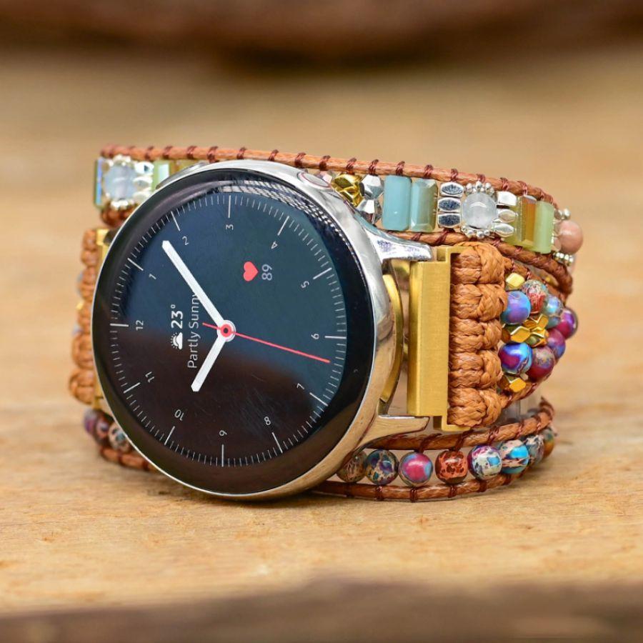 Google Pixel Watch Band With Purple Jasper & Rhodonite Beads | Google Pixel Watch Bands Google Pixel Watch Bands Google Pixel Watch Bands