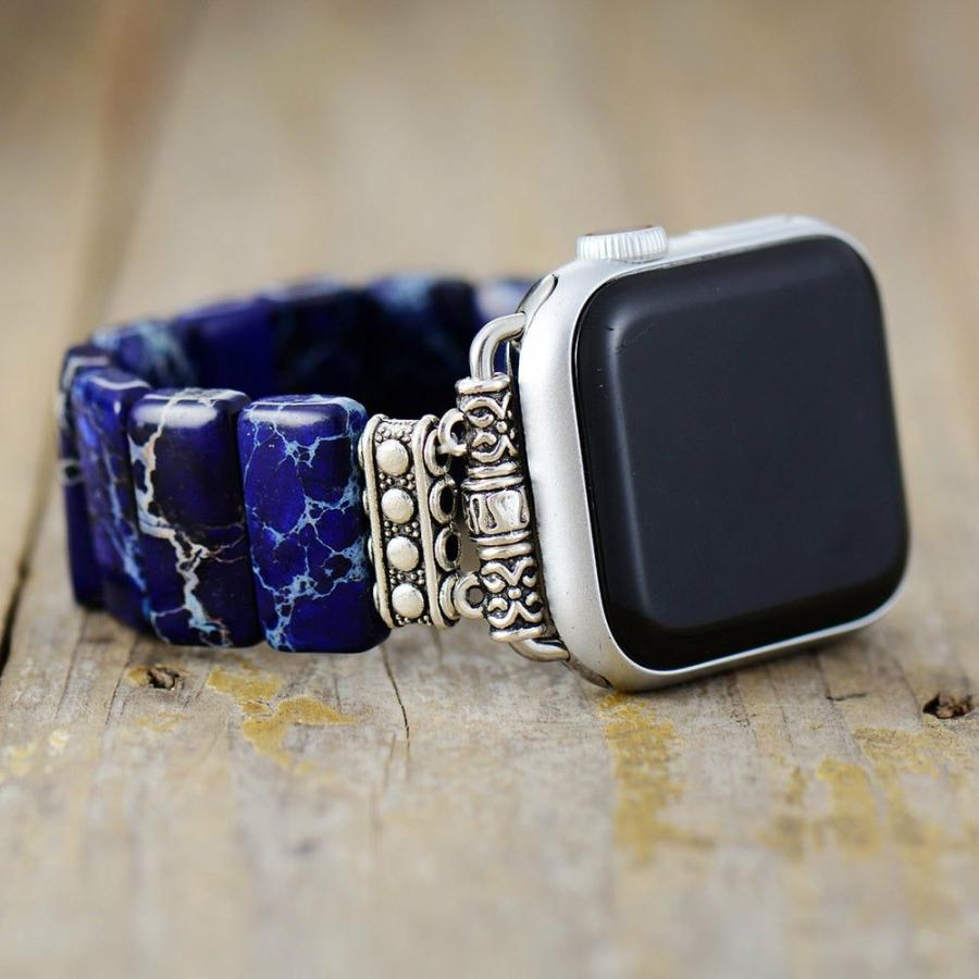 Handmade Dark Blue Jasper Elastic Apple Watch Band | Apple Watch Bands Apple Watch Bands Apple Watch Bands