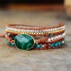 Handmade Malachite & Chain Beaded Wrap Bracelet | Bracelets Bracelets Bracelets