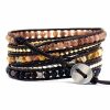 Handmade Mix Natural Gemstone Brown Leather Wrap Bracelet | Bracelets Bracelets Bracelets