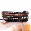 Handmade Mix Natural Gemstone Brown Leather Wrap Bracelet | Bracelets Bracelets Bracelets