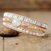 Handmade Moonstone & Pearly Rainbow Bead Wrap Bracelet | Wrap Bracelets Bracelets Bracelets