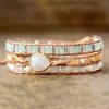 Handmade Moonstone & Pearly Rainbow Bead Wrap Bracelet | Wrap Bracelets Bracelets Bracelets