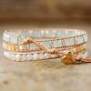 Handmade Moonstone & Pearly Rainbow Bead Wrap Bracelet | Wrap Bracelets Bracelets Bracelets