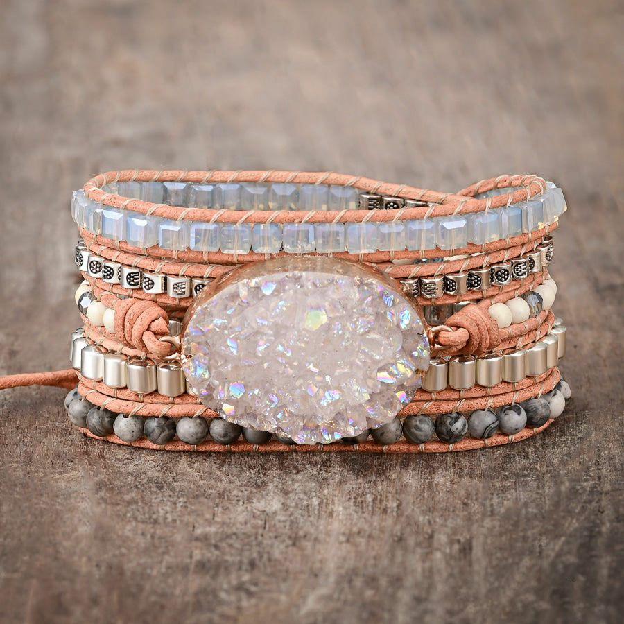 Handmade Natural Celestine Druzy Wrap Bracelet | Bracelets Bracelets Bracelets