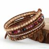 Handmade Natural Sunstone & Jasper Leather Wrap Bracelet | Bracelets Bracelets Bracelets