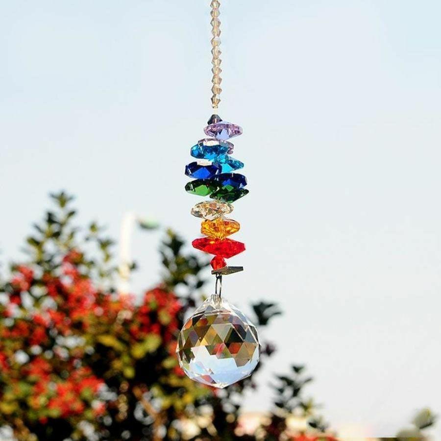 Handmade Rainbow 7 Chakra Crystal Ball Suncatcher | Hanging decorations Home Decor Hanging decorations