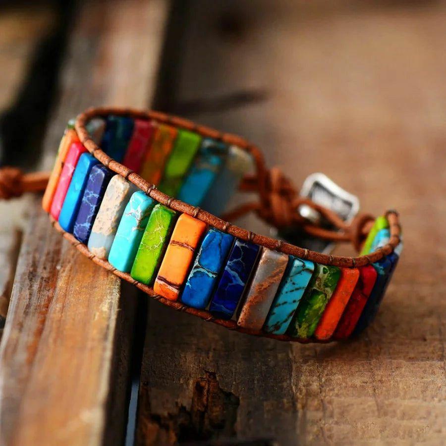 Handmade Rainbow Jasper Leather Wrap Bracelet | Wrap Bracelets Bracelets Bracelets