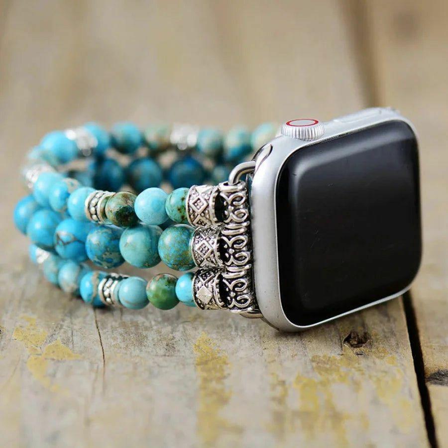 Handmade Turquoise Jasper Bead Elastic Apple Watch Band | Apple Watch Bands Apple Watch Bands Apple Watch Bands