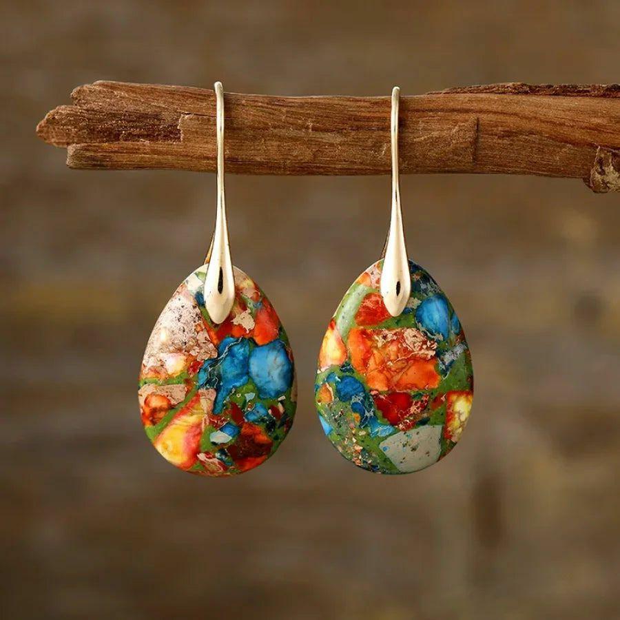 Multi-Color Sea Sediment Jasper Drop Earrings | Earrings Jewelry Earrings