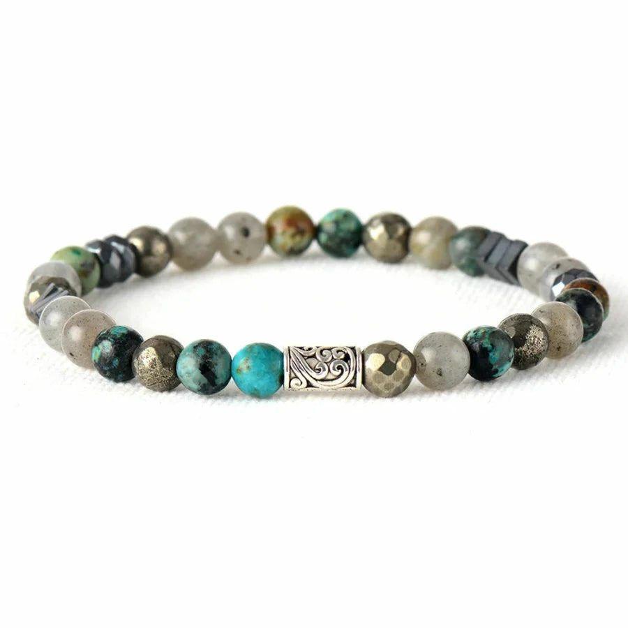 Natural African Turquoise Labradorite & Pyrite Bead Bracelet | Bracelets Bracelets Bracelets