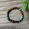 Natural African Turquoise Tiger Eye & Black Onyx Bead Bracelet | Bracelets Bracelets Bracelets