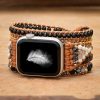 Natural Black Lava Stone Hematite & Snowflake Obsidian Apple Watch Band | Apple Watch Bands Apple Watch Bands Apple Watch Bands