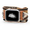 Natural Black Lava Stone Hematite & Snowflake Obsidian Apple Watch Band | Apple Watch Bands Apple Watch Bands Apple Watch Bands