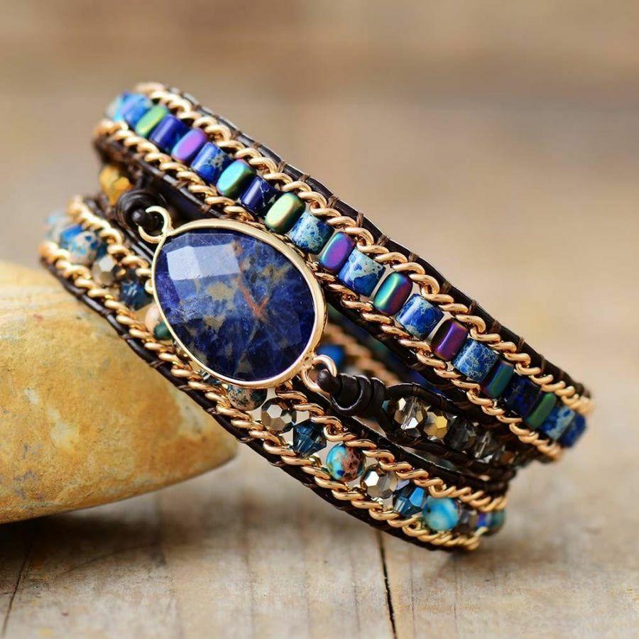 Natural Blue Sodalite & Jasper Wrap Bracelet | Bracelets Bracelets Bracelets