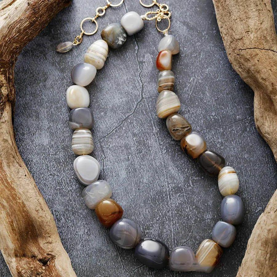 Natural Chunky Botswana Agate Gemstone Necklace | Necklaces Jewelry Necklaces