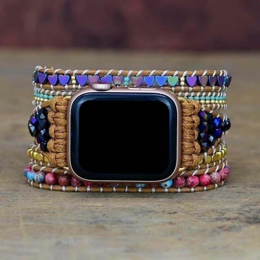 Natural Hematite Heart & Jasper Beaded Apple Watch Band | Apple Watch Bands Apple Watch Bands Apple Watch Bands