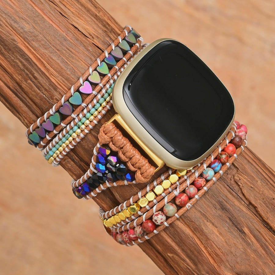 Natural Jasper & Hematite Heart Fitbit Watch Band | Fitbit Watch Bands Fitbit Watch Bands Fitbit Watch Bands