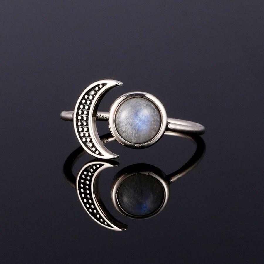 Natural Moonstone Celestial S925 Silver Ring | Rings Jewelry Rings