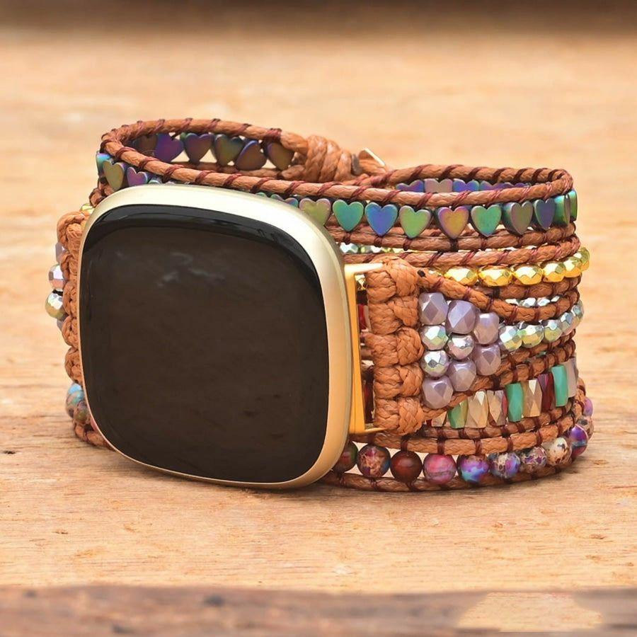 Natural Purple Jasper & Hematite Heart Fitbit Watch Band | Fitbit Watch Bands Fitbit Watch Bands Fitbit Watch Bands