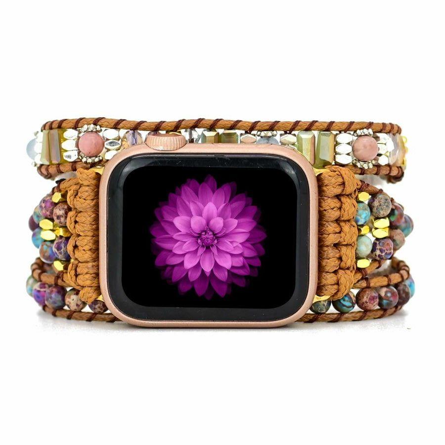 Natural Purple Jasper & Rhodonite Beaded Apple Watch Band | Apple Watch Bands Apple Watch Bands Apple Watch Bands