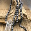 Natural Snowflake Obsidian & Clear Quartz Pendant Necklace | Mala Beads Jewelry Mala Beads