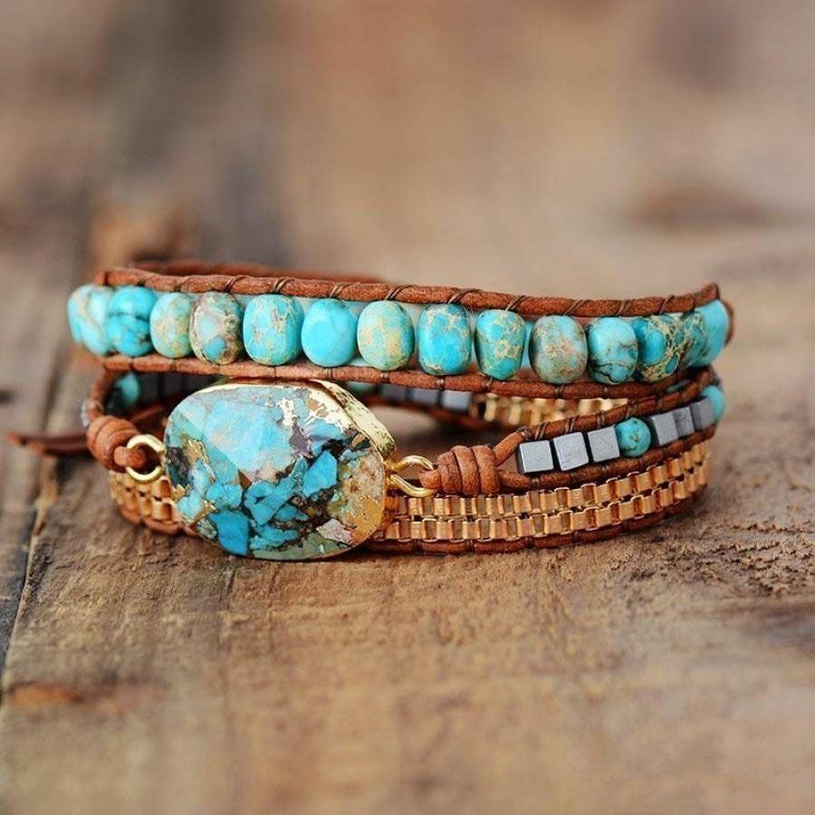 Natural Turquoise Howlite Wrap Bracelet | Bracelets Bracelets Bracelets