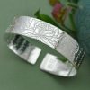 S990 Silver Buddhist Lotus & Heart Sutra Bangle Bracelet | Bracelets Bracelets Bracelets