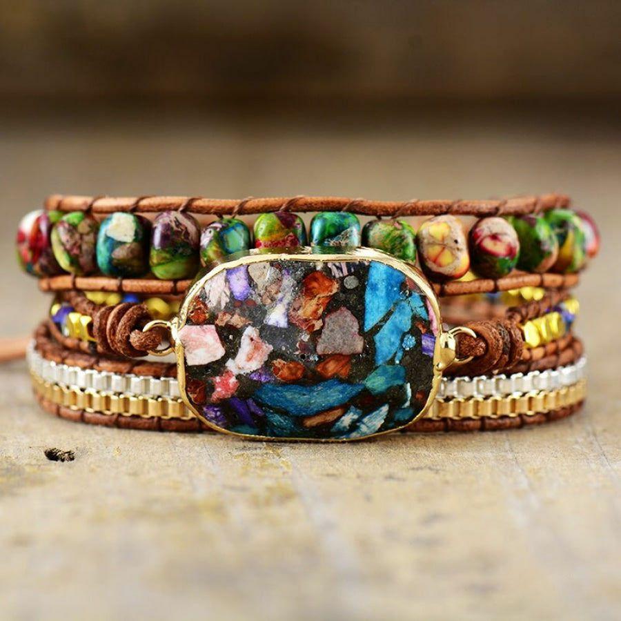 Multi-color Imperial Jasper & Chain Wrap Bracelet | Wrap Bracelets Bracelets Bracelets