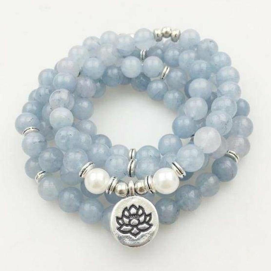 108 Natural Calcite & Pearl Mala Prayer Beads | Necklaces Bracelets Bracelets