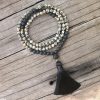 108 Natural Dalmatian Jasper Black Onyx & Lava Stone Mala Beads / Bracelet | Necklaces Bracelets Bracelets