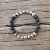 108 Natural Dalmatian Jasper Black Onyx & Lava Stone Mala Beads / Bracelet | Necklaces Bracelets Bracelets