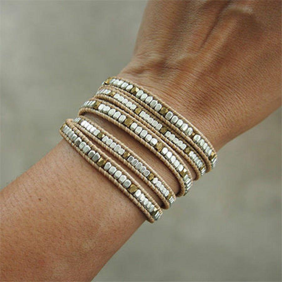 Handmade Silver & Golden Brass Bead Wrap Bracelet | Bracelets Bracelets Bracelets