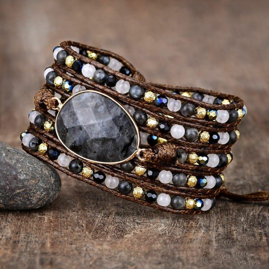 Natural Black Labradorite Wrap Bracelet | Bracelets Bracelets Bracelets