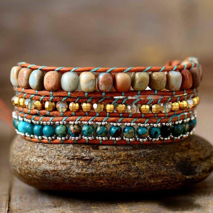 Natural King Jasper & Blue Jasper Wrap Bracelet | Bracelets Bracelets Bracelets