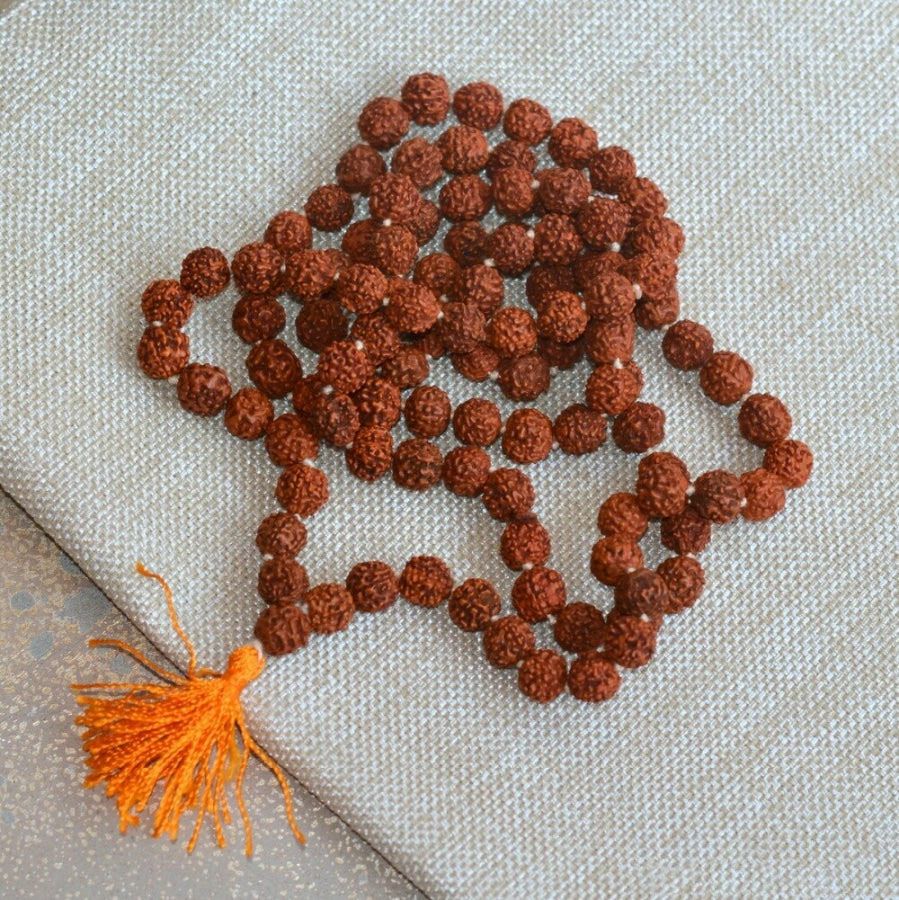 108 Natural Rudraksha Mala Prayer Beads Necklace With Tassel | Mala Beads Bracelets Bracelets