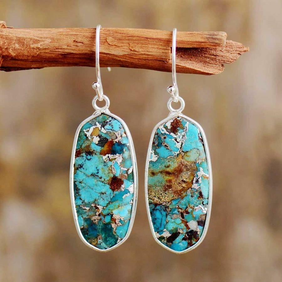 Handmade Turquoise Jasper Oval Drop Earrings | Earrings Earrings Earrings