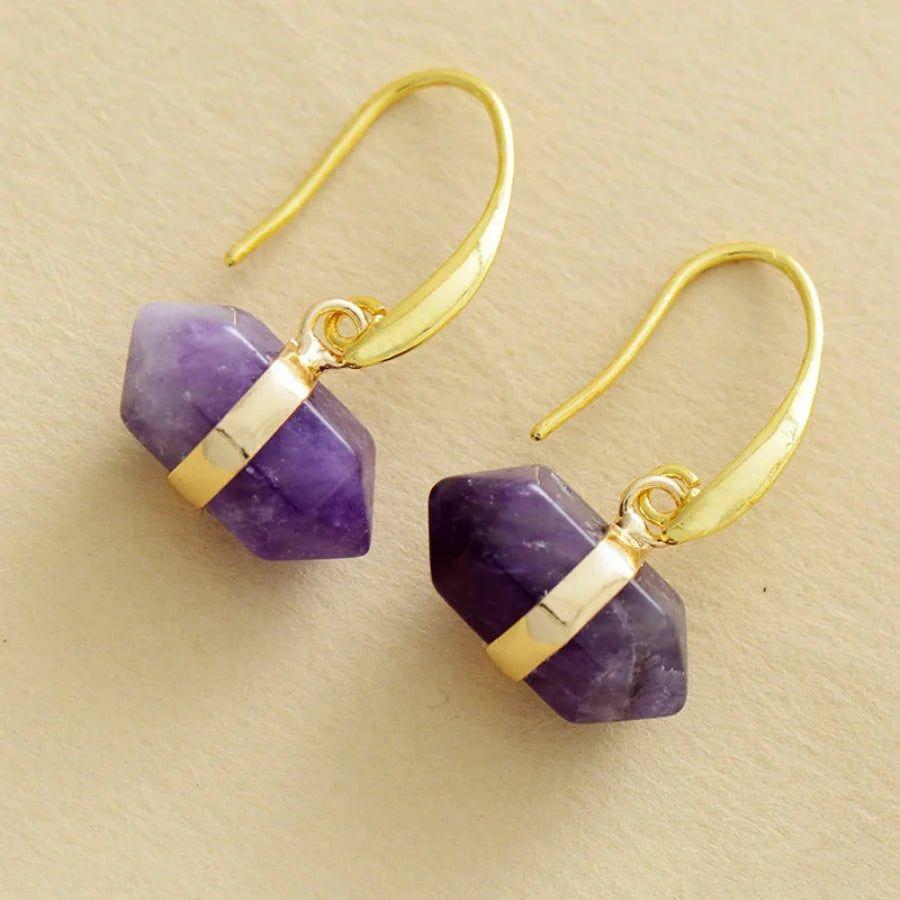 Natural Amethyst Hexagonal Earrings | Earrings Earrings Earrings