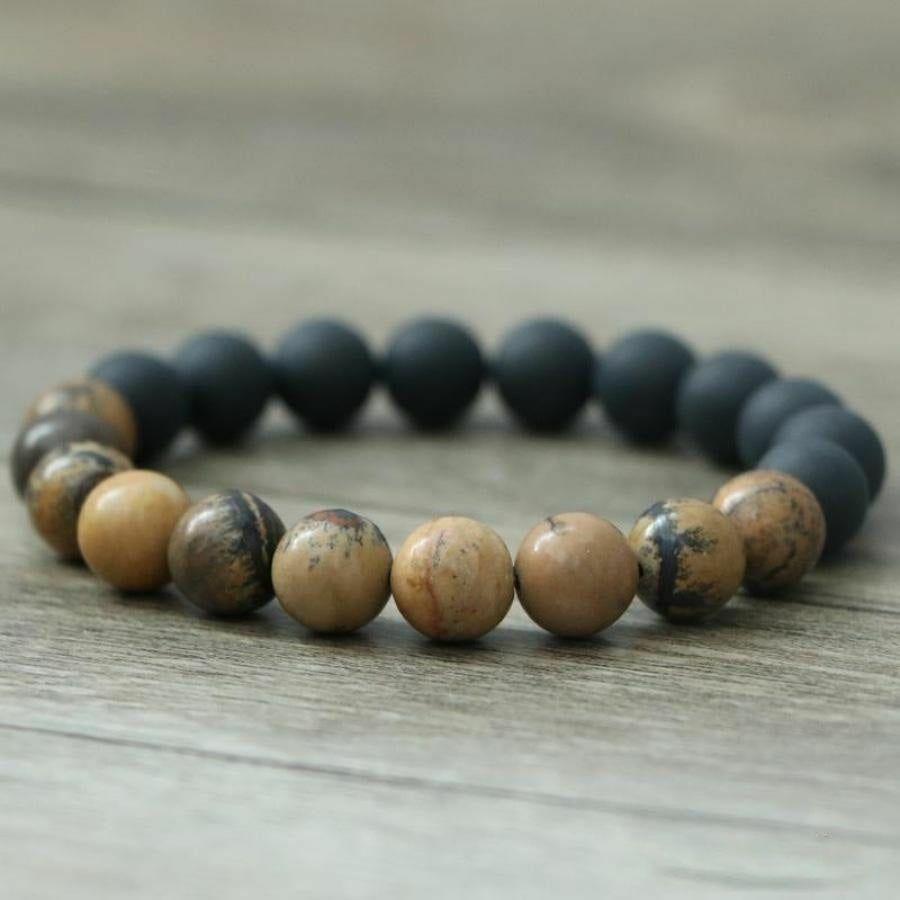 Natural Black Onyx & Jasper Stone Bead Mala Bracelet | Bracelets Bracelets Bracelets