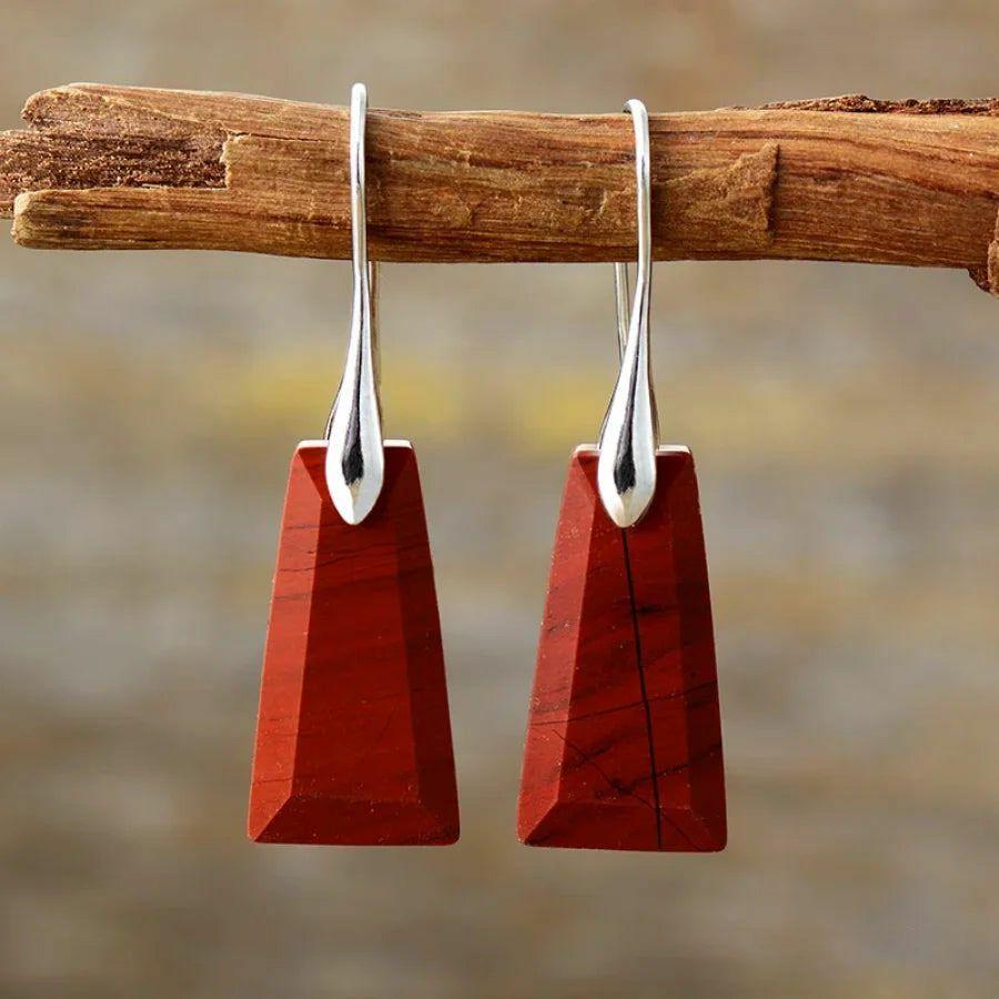 Natural Red Jasper Pyramid Earrings | Earrings Earrings Earrings