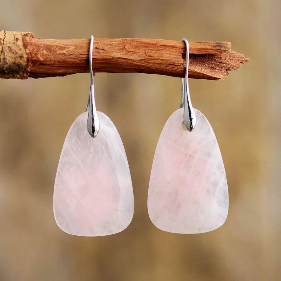 Natural Rose Quartz Crystal Earrings | Earrings Earrings Earrings