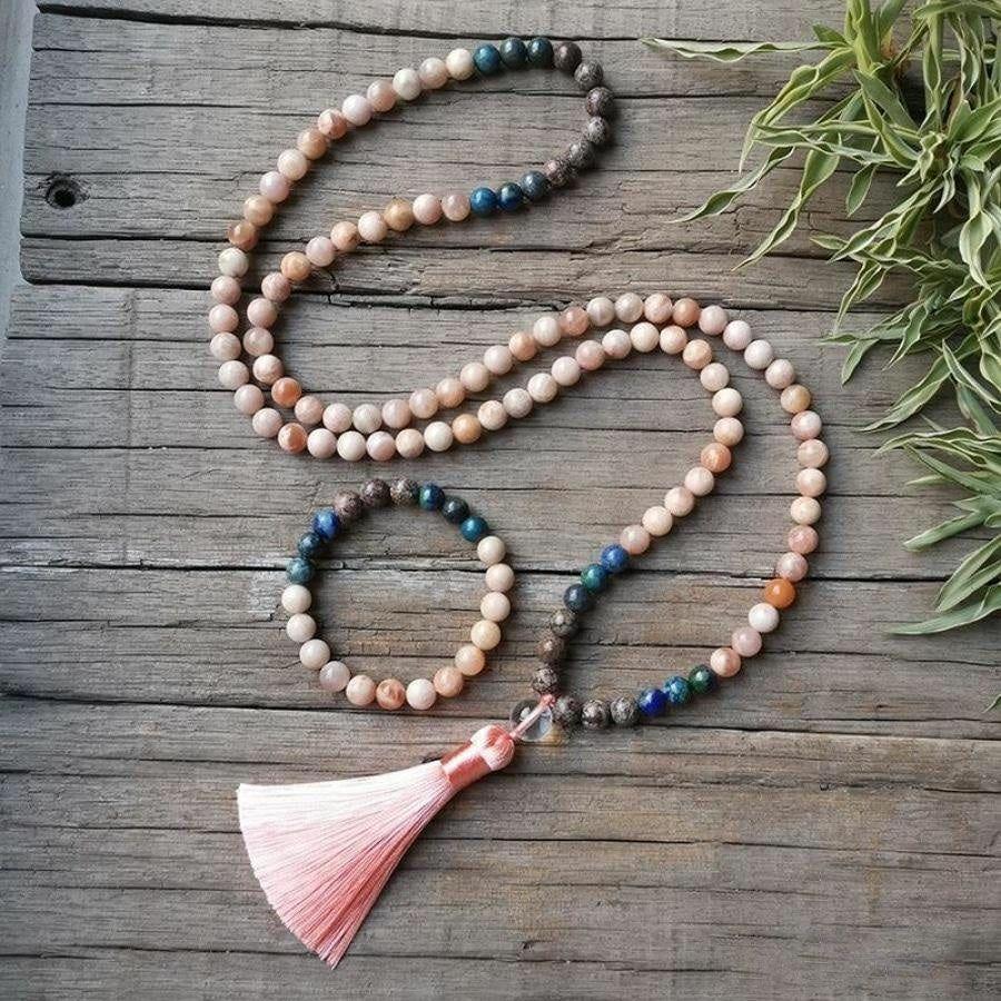 Natural Sunstone & Chrysocolla Mala Bead Necklace / Bracelet | Bracelets Bracelets Bracelets