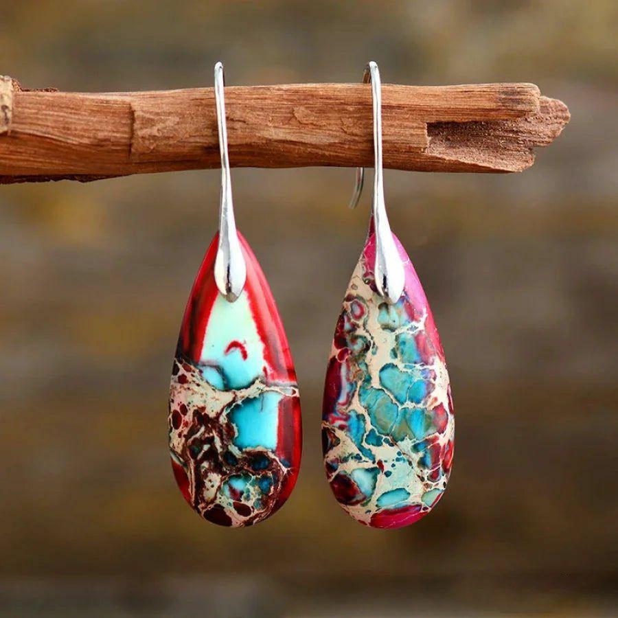 Red & Turquoise Imperial Jasper Drop Earrings | Earrings Earrings Earrings